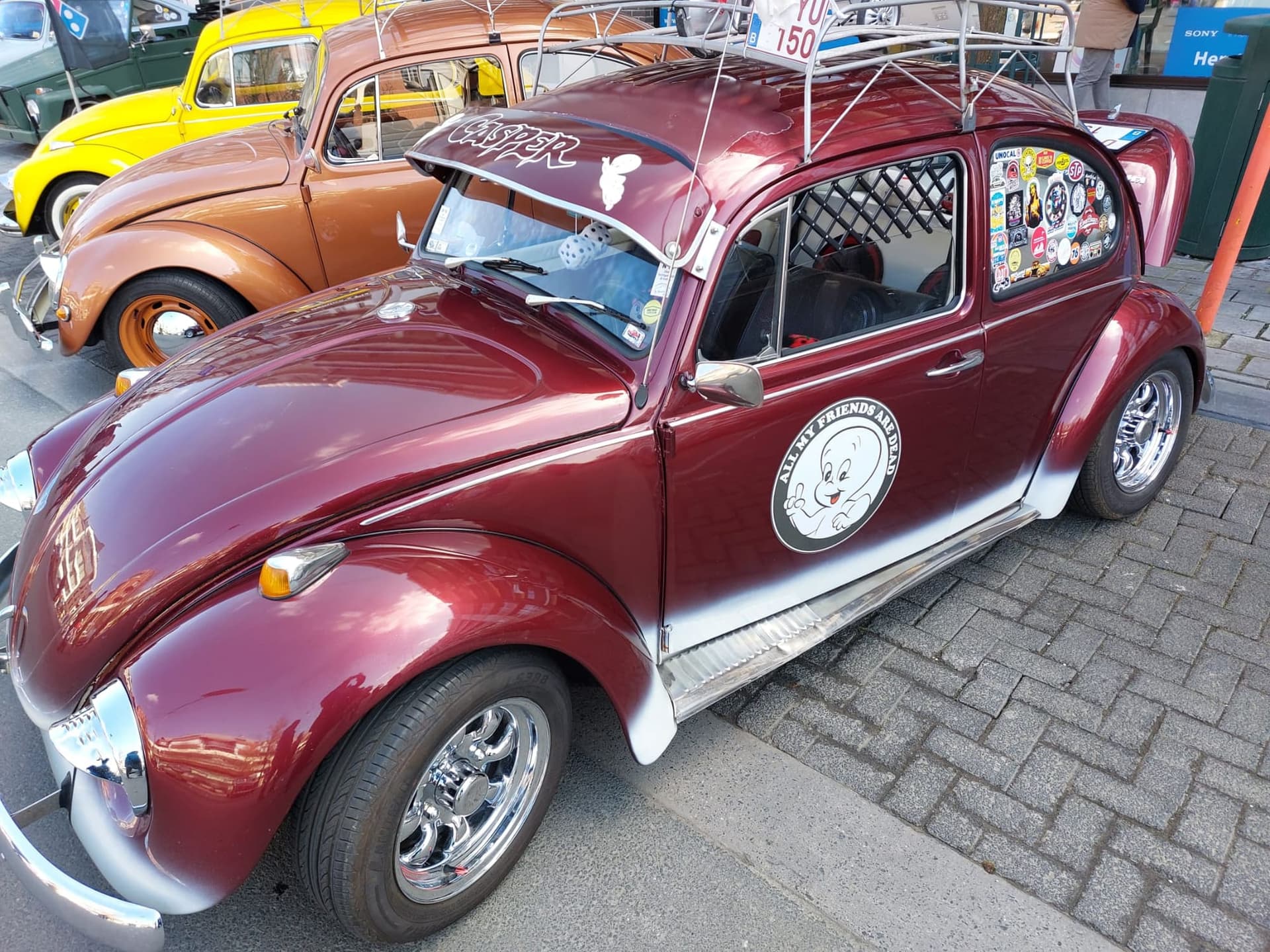 Aircooled Volkswagens parked together at Ninove.